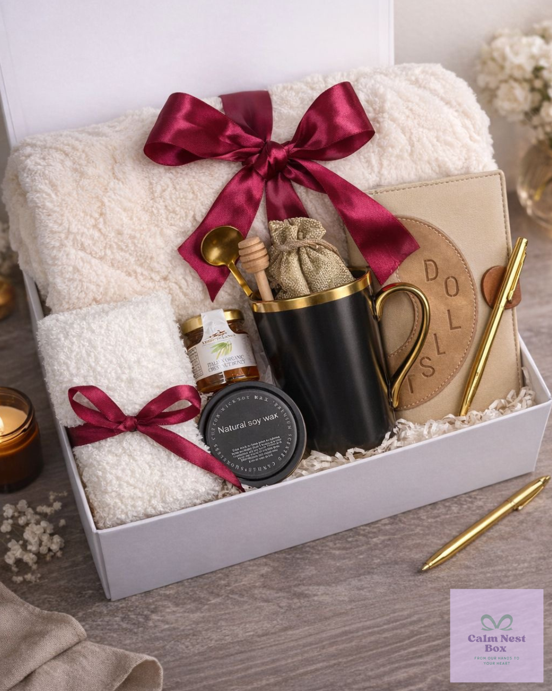 Luxury Cozy Gift Box – Hygge Relaxation Gift for Her – Birthday, Holiday or Thank You Gift