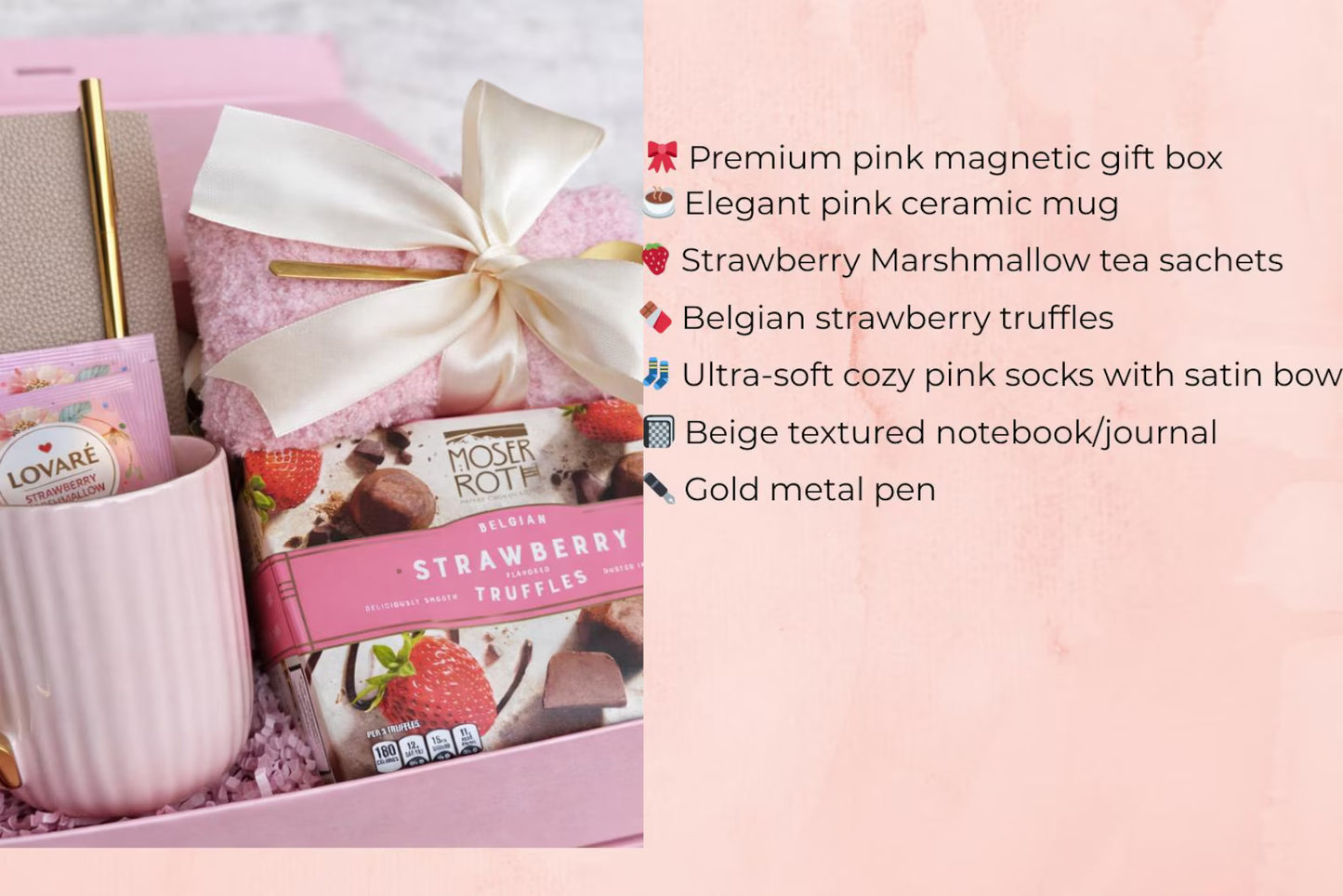 Self Care Gift Box for Her – Cozy Mug, Strawberry Tea & Truffles, Socks