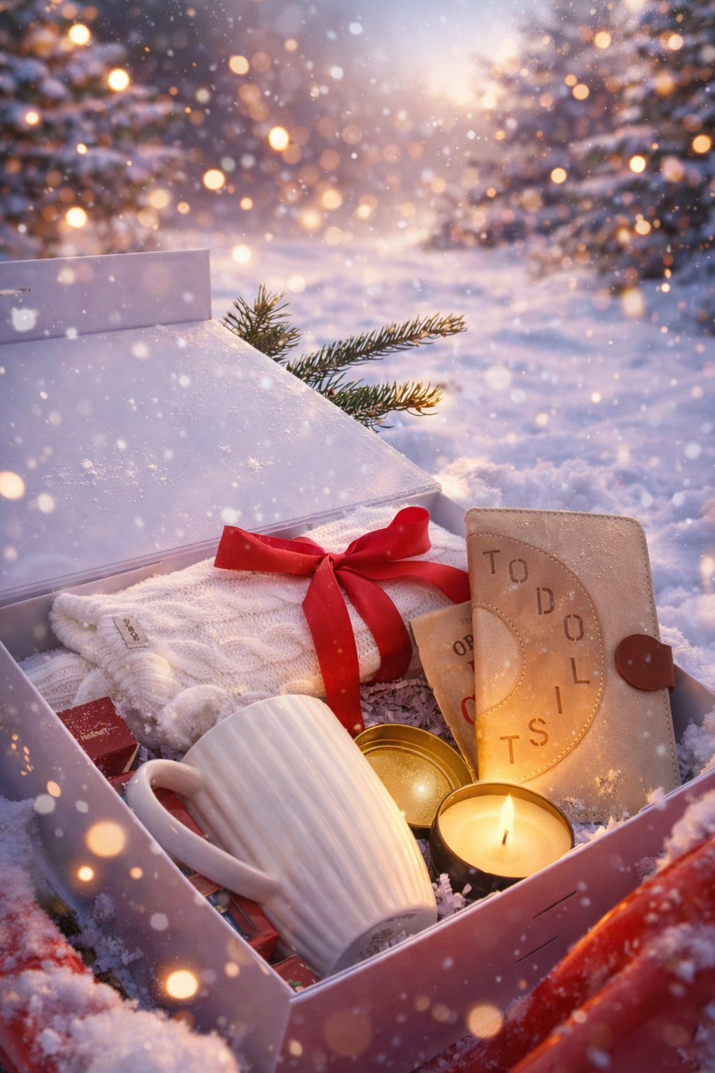 Cozy Gift Box for Her – Candle, Warm Socks, Hot Cocoa & Relaxation Set