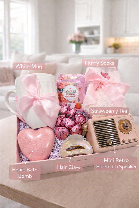 Gift Box for Her – Cozy Self Care Set with Mug, Socks & Speaker