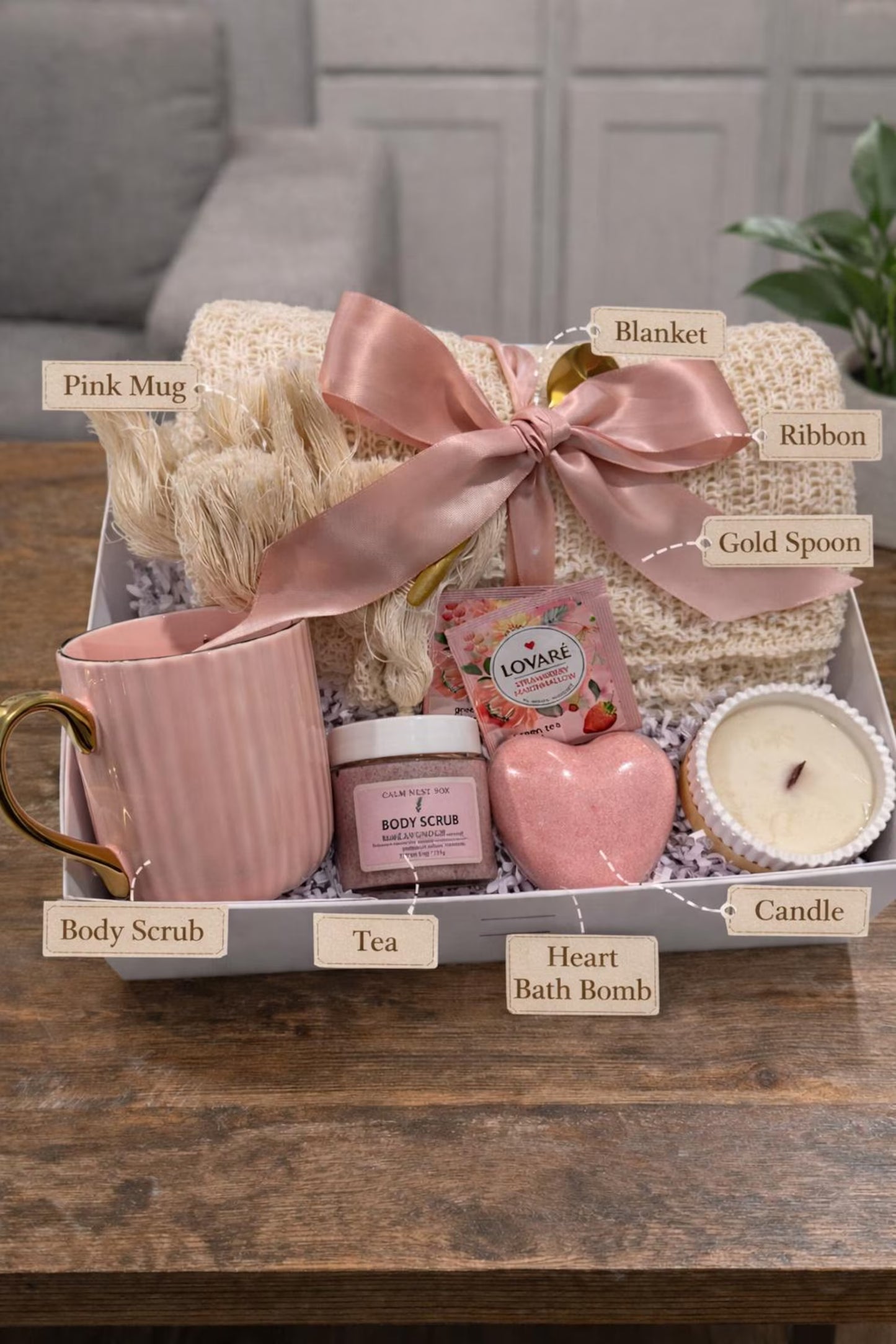 Hygge Self Care Gift Box for Her – Cozy Blanket, Mug & Candle, Ready to Gift