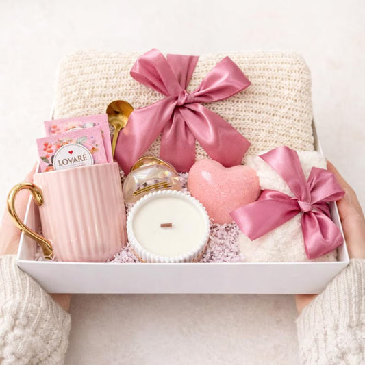 New Mom Gift Box – Cozy Blanket, Candle and Self Care Gift Basket