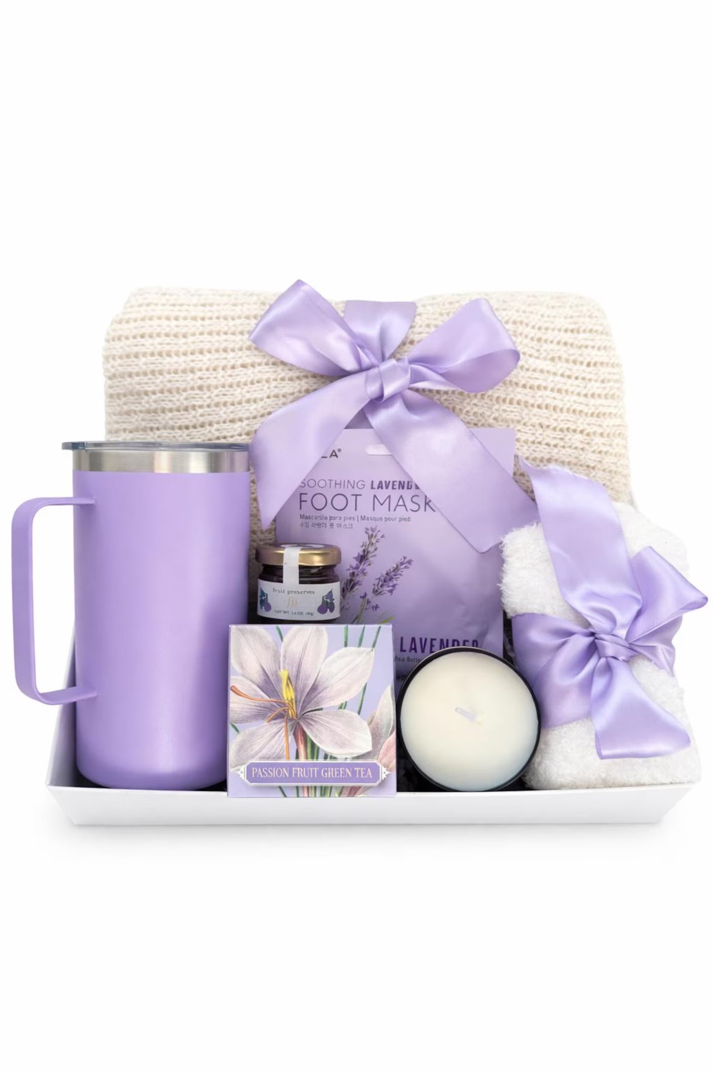 New Mom Gift Box – Cozy Blanket, Candle and Self Care Gift Basket