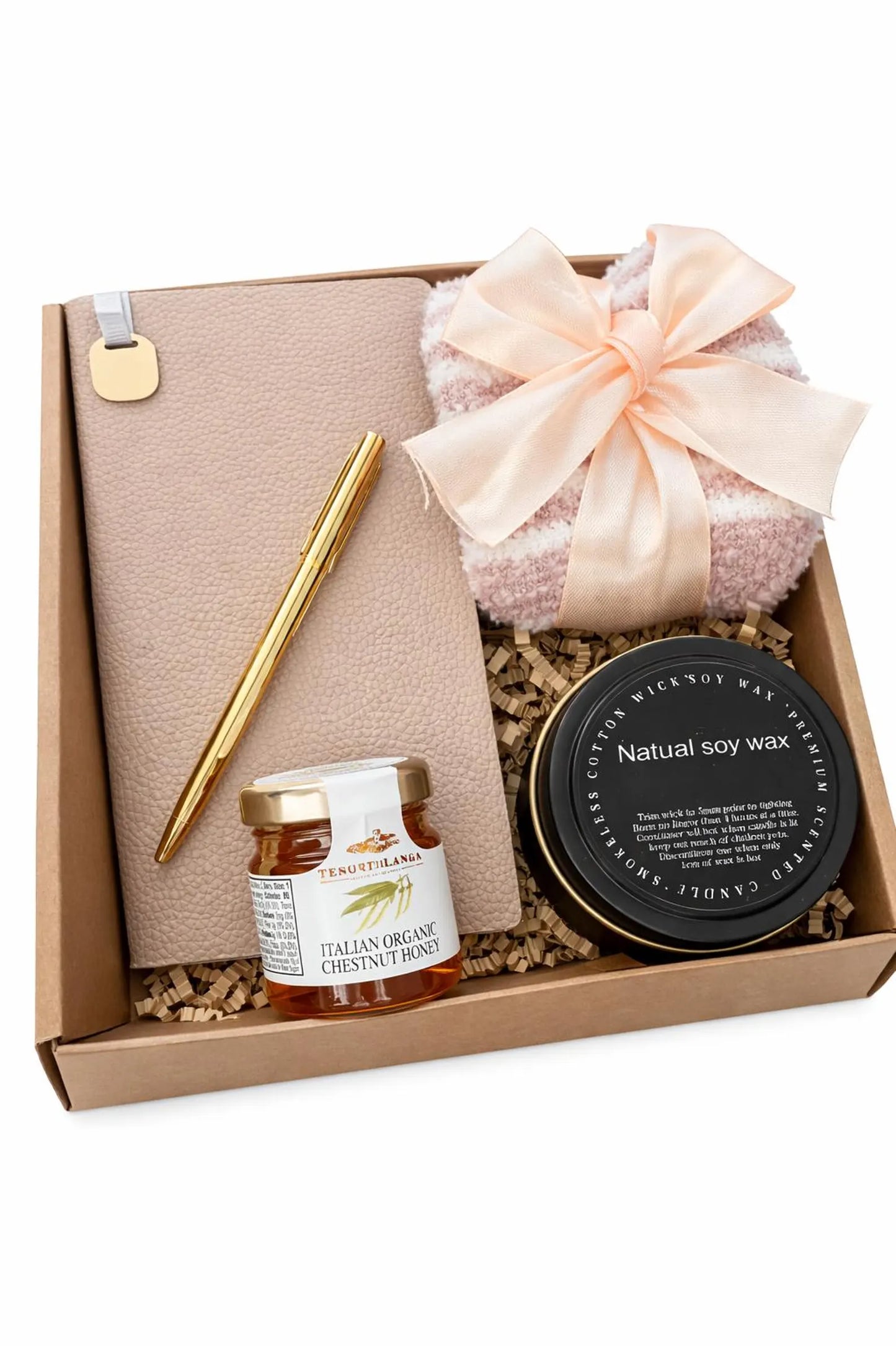 Thank You Gift Box, Cozy Socks Candle Honey, Appreciation Self Care Gift