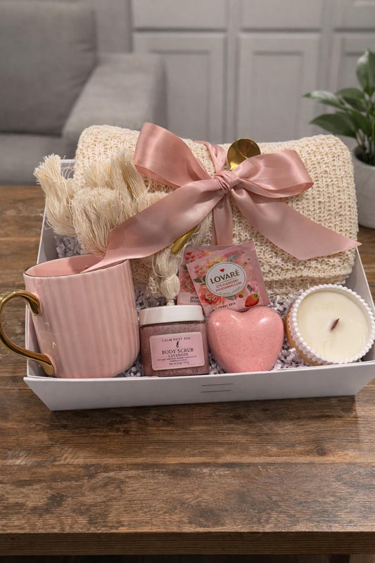 Hygge Self Care Gift Box for Her – Cozy Blanket, Mug & Candle, Ready to Gift