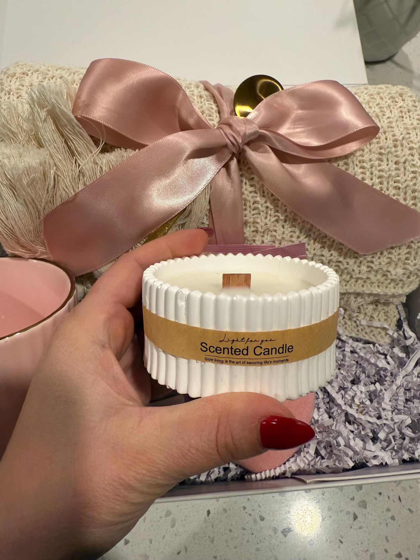 Hygge Self Care Gift Box for Her – Cozy Blanket, Mug & Candle, Ready to Gift