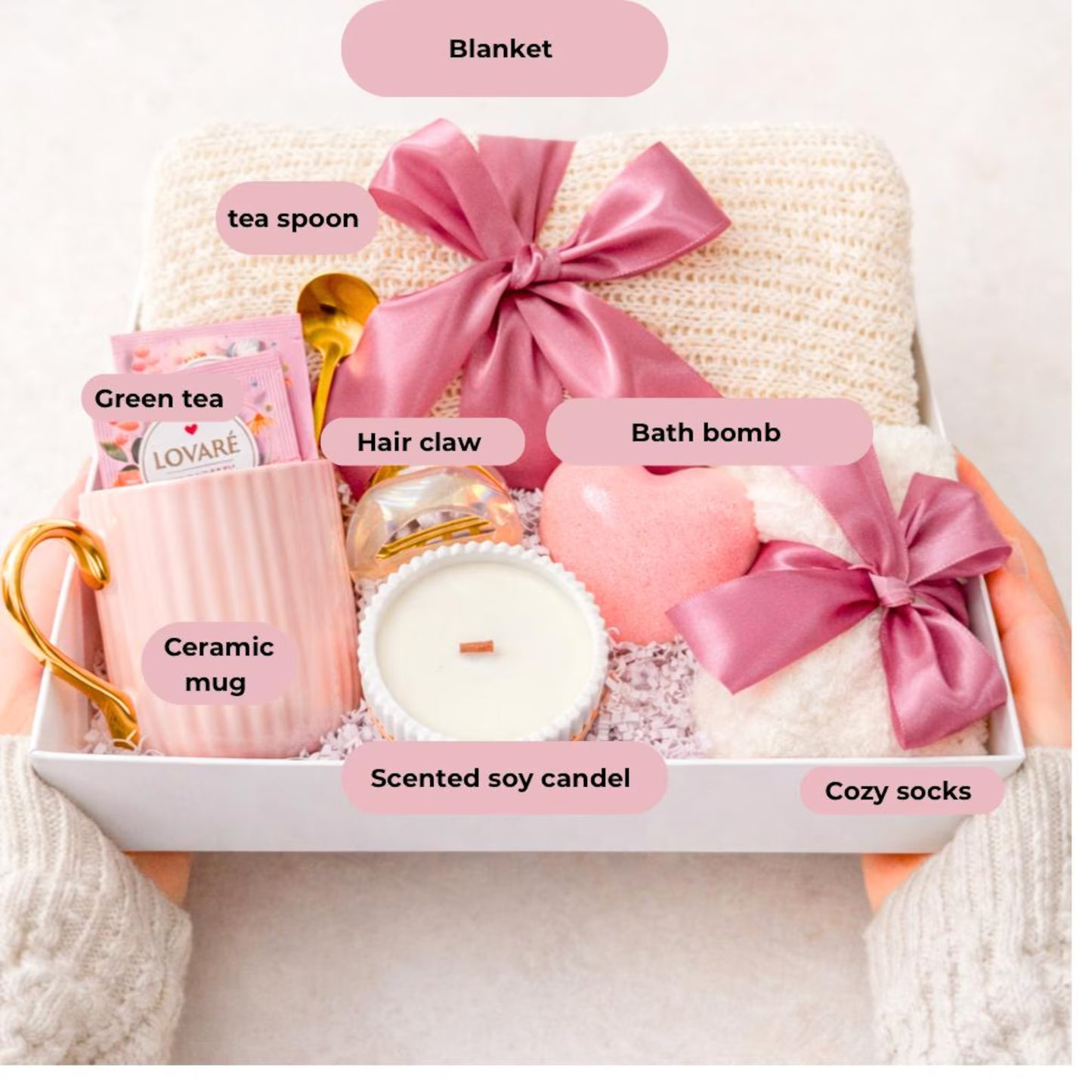 New Mom Gift Box – Cozy Blanket, Candle and Self Care Gift Basket